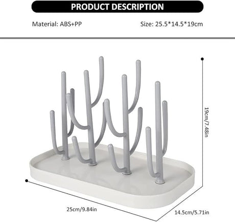 Countertop Bottle Drying Rack with Removable Base, Multi-purpose Detachable Storage Dryer Stand for Water Bottles Mugs and Small Gadgets, Gray