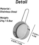 2 Pack Powdered Sifter for Sugar- Flour Sifter Mini Small Drainer for Baking, Powder, Sugar and Coffee Pastas Tea Strainer (Silver)