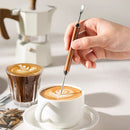 2pcs Premium Rosewood Handle Latte Art Needles, Stainless Steel Coffee Decorating Tools for Cafes Restaurants