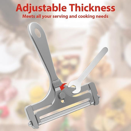 Cheese Slicer with 8 Wires Stainless Steel Adjustable Handheld Butter Block Cutter for Cheddar Gruyere Mozzarella Kitchen Slicing Tools