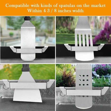 2 Pack Stainless Steel Griddle Spatula Stand, Grill Barbecue Tool Rack Hold Rack Griddle Accessories Holder for Blackstone, Camp Chef, Royal Gourmet, Outdoor Camping Picnic BBQ Essentials