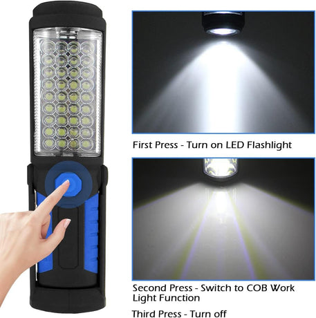 Multi-Function LED Work Light - USB Rechargeable Magnetic Flashlight with 360° Rotation, Waterproof Portable Lantern for Auto Repair, Camping & Emergency