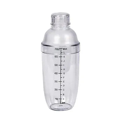 1PC Plastic Cocktail Shaker 700ml for Home Bar, Drink Mixing Utensil with Transparent and Black Scale