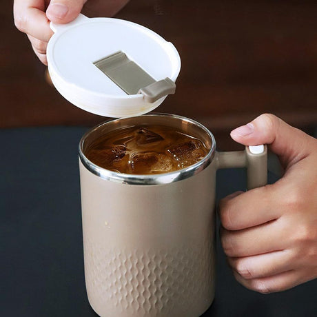 Travel Coffee Mug with Lid and Infuser, Stainless Steel Tea Strainer Thermos, 450ml Cup for Coffee and Tea