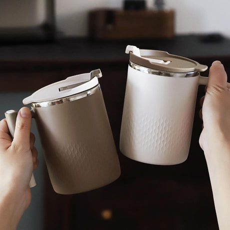 Travel Coffee Mug with Lid and Infuser, Stainless Steel Tea Strainer Thermos, 450ml Cup for Coffee and Tea