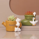 Resin Goose Shaped Flower Pot, Decorative Planter for Plants and Garden, Cartoon Style Desk and Garden Ornament