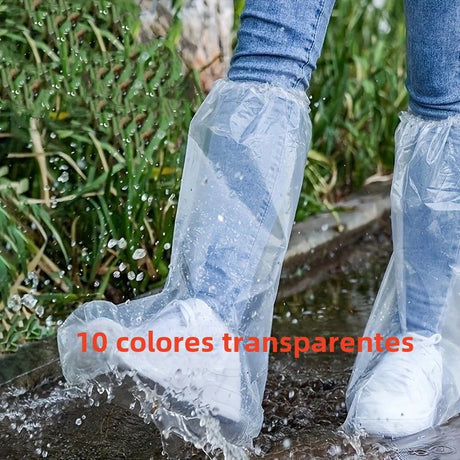 10PCS Disposable Waterproof Non-Slip Shoe Covers, Thick Wear-Resistant Transparent Plastic for Outdoor Use