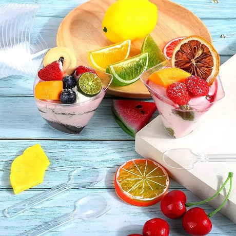 40PCS 100ML Disposable Plastic Dessert Cups, Transparent Party Tableware for Birthday and Christmas Celebrations at Home