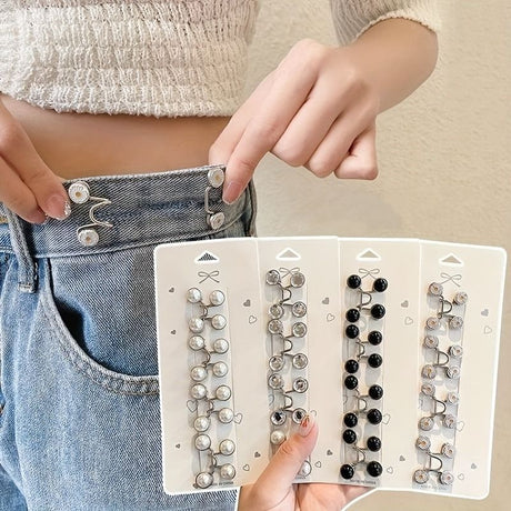 Adjustable Waist Belt Extender for Jeans and Skirts with Pant Clip, Seamless Metal Button Tool