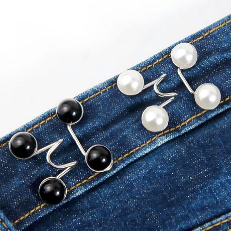 Adjustable Waist Belt Extender for Jeans and Skirts with Pant Clip, Seamless Metal Button Tool