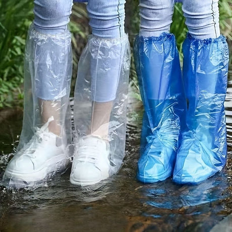 20PCS Disposable Waterproof Non-Slip Shoe Covers, Thick Wear-Resistant Transparent Plastic for Outdoor Use
