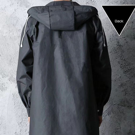 EVA Rain Jacket for Adults, Waterproof and Shockproof with Black Hood for Cycling and Outdoor Hiking L