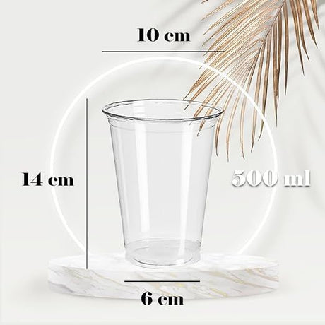 100pcs 500 ml Transparent Cups with Lids, Durable and Leak-Proof for Smoothies and Shakes lid with holes