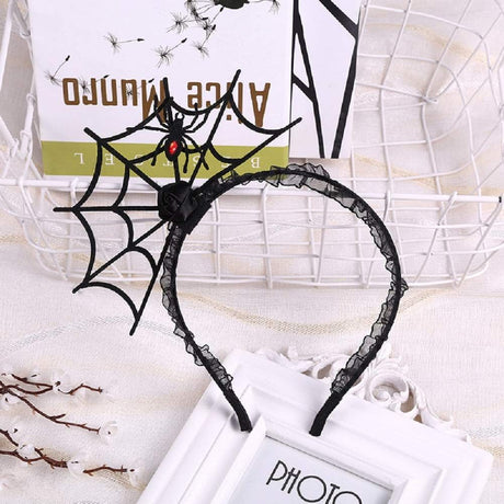 Halloween Spider Headband Spiderweb Hair Hoop Halloween Party Cosplay Masquerade Costume Accessory (Black)