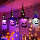 Halloween Decorations Outdoor, Halloween Flying Ghost Hats Hanging Witch Hat for Tree Decor with Lights 5 Pack Lighted Glowing