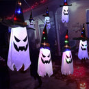 Halloween Decorations Outdoor, Halloween Flying Ghost Hats Hanging Witch Hat for Tree Decor with Lights 5 Pack Lighted Glowing