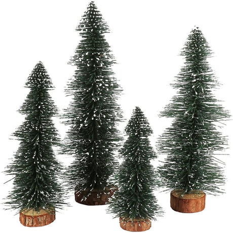 Bottle Brush Trees,Desktop Pine Tree Small Pine Tree with Wooden Bases Christmas Bristle Brush Tree for Xmas Holiday Party Home Tabletop Tree Decor