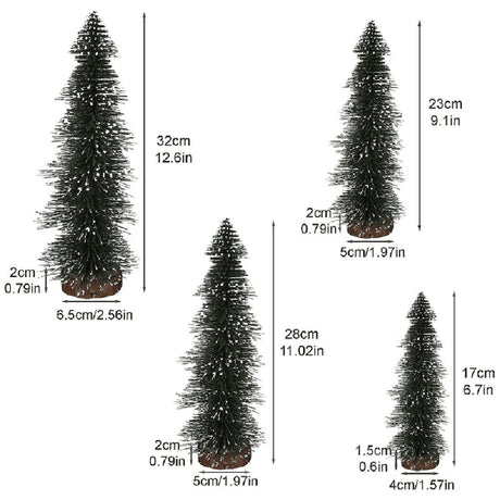 Bottle Brush Trees,Desktop Pine Tree Small Pine Tree with Wooden Bases Christmas Bristle Brush Tree for Xmas Holiday Party Home Tabletop Tree Decor