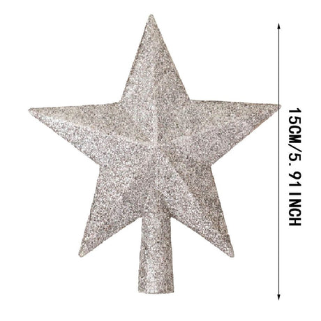 Glitter Christmas Tree Star Topper - 8 Inch Silvery Blue Hollowed-Out Xmas Tree Topper for Holiday Home Decor, Sparkling Tree Top Star Decoration
