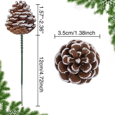 20PCS Christmas Pine Cones Decorations Picks - Snow Pine Cone for Xmas Tree Garland Wreath Ornaments Pinecones Decorating Winter Holidays Home