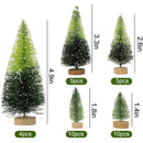 40PCS Mini Christmas Trees, 5 Sizes Artificial Sisal Trees Bottle Brush Xmas Trees with Wooden Base for Xmas Winter Home Table Decoration