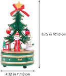 Christmas Music Box Wooden Tabletop Ornaments Xmas Tree Figurine Wooden Tabletop Adornment for Xmas Holiday