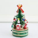 Christmas Music Box Wooden Tabletop Ornaments Xmas Tree Figurine Wooden Tabletop Adornment for Xmas Holiday