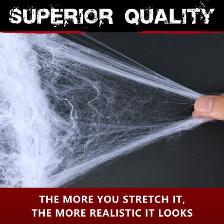 Spider Webs Halloween Decorations Bonus with 40 Fake Spiders, Super Stretch Cobwebs for Halloween Indoor and Outdoor