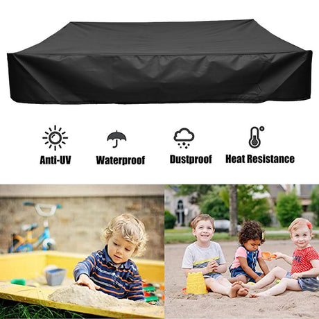 200X200cm 420D Heavy Duty Sandbox with Cover, Sand Coxes for Kids Outdoor Square Sandboxes Sandpit Cover (Black), Cover Only