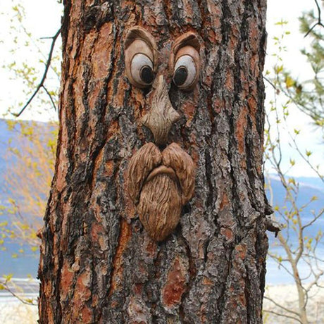 Tree Faces Decor Outdoor, Tree Face Outdoor Statues Old Man Tree Hugger Bark Ghost Face Decoration Funny Yard Art, Tree Decor