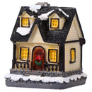 Christmas Village Houses with LED Light Resin Village Houses Lit Building Table Decoration for Christmas Holiday Party Dollhouse