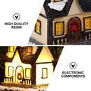 Christmas Village Houses with LED Light Resin Village Houses Lit Building Table Decoration for Christmas Holiday Party Dollhouse