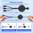 Retractable Multi Charging Cable 2Pack - 3 in 1 Charger for Multiple Devices with Port, Retractable Charging Cor