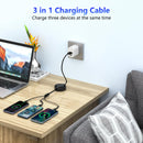 Retractable Multi Charging Cable 2Pack - 3 in 1 Charger for Multiple Devices with Port, Retractable Charging Cor