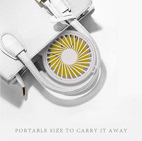 Mini Handheld Fan Personal Portable Fan 3 Speed Adjustable Angle Removable Base Lanyard USB Recharging Battery
