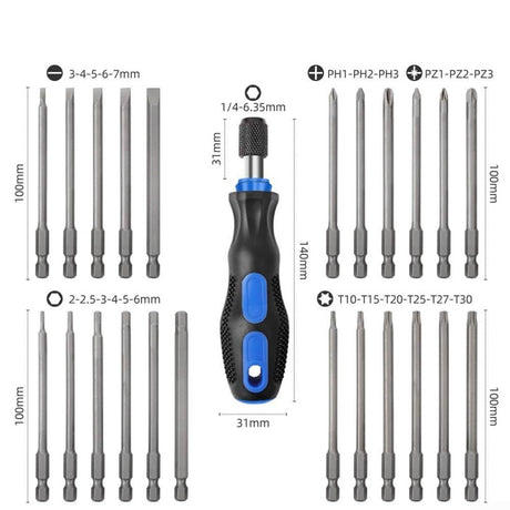 24PCS Screwdriver Bit Set With Quick Release Magnetic Bit Holder Adapter,with Pouch Bag,Screws Nuts Drill Handheld Driver