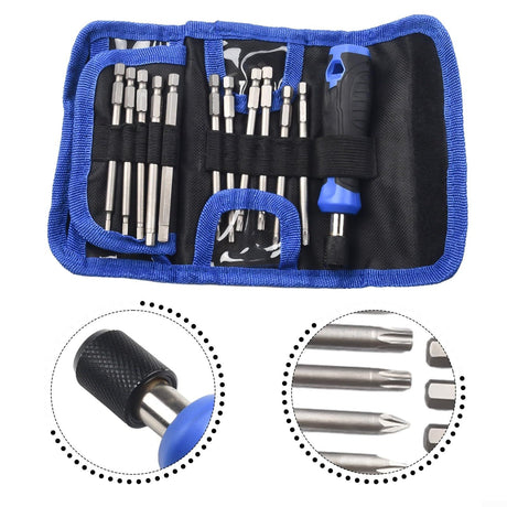 24PCS Screwdriver Bit Set With Quick Release Magnetic Bit Holder Adapter,with Pouch Bag,Screws Nuts Drill Handheld Driver