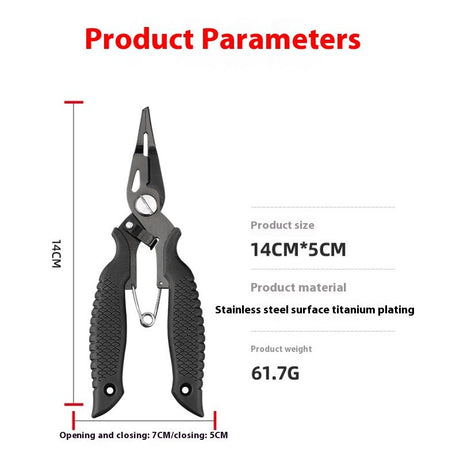 Fishing Pliers, Braid Scissors and Split Ring Pliers, Fishing Hook Remover, Saltwater Resistant Fishing Gear Fishing Needle Nose