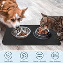 Silicone Ferret Feeding Mat, with Raised Edges, No Skid Food Mat for Dogs, Cats, Rabbits and More-black