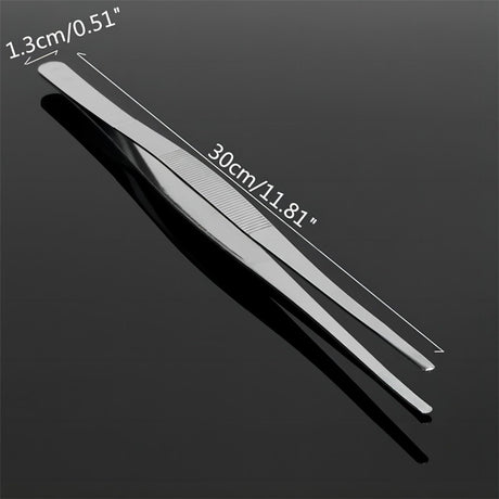 Kitchen Tweezers, Stainless Steel Food Tweezers Culinary Long Chef Tongs with Precision Serrated Non-slip Tooth Grain Tips
