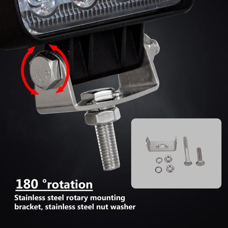 2 Piece 4 inch Square Led Work Light Bar Driving Pods Floood Beam Work Lamp for Off-Road SUV Boat Jeep ruck
