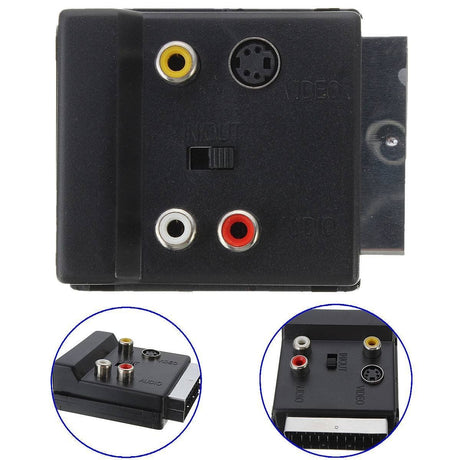 Female Adapter Black for DVD Players 21Pin Scart Adaptor Block to with in/Out Switch Scart Adaptor Block Car Connectors