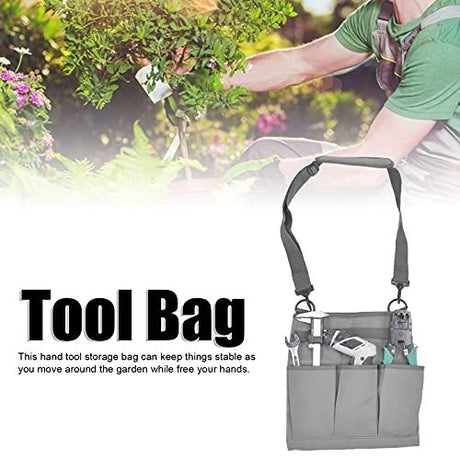 Garden Tool Bag Shoulder Crossbody Tool Bag Canvas Storage Bag Gardening Garden Pruning Tool Bag(Grey)