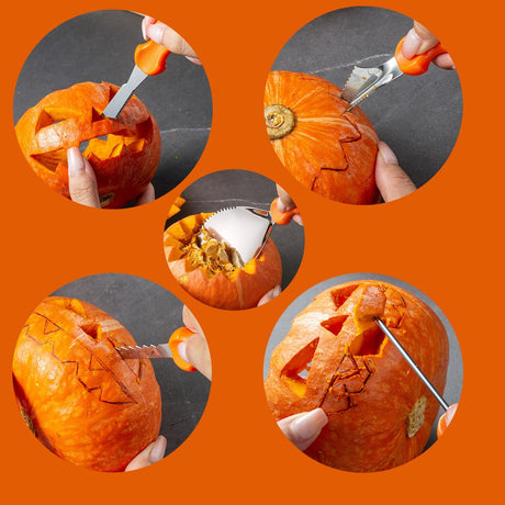 Pumpkin Carving Kit Tools Halloween Pumpkin Decorating Kit Stainless Steel Sculpting Knife for Halloween - 7pcs