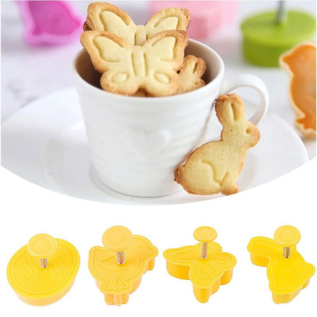 4Pcs Halloween Cookie Moulds, 3D Halloween Mould Stamp Cookie Cutter with Plunger Stamp, DIY Baking Mould Halloween Cookie