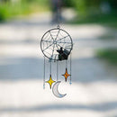 Halloween Pendant Bat Moon Acrylic Window Hanging Pendant, Spooky Bat Suncatcher Wall Art Decoration for Halloween Indoor Outdoo