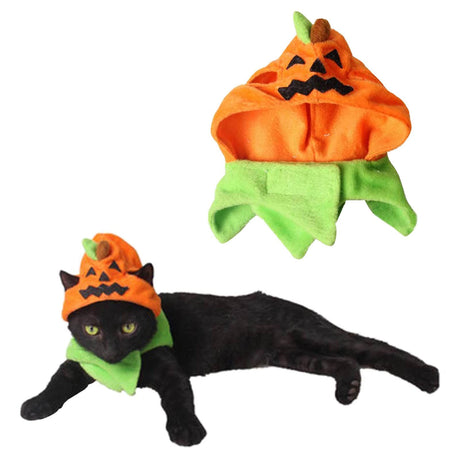 Halloween Pumpkin Cat Hat Cat Cosplay Costume Cap Cat Collar Costume CUTE DESIGN CONVENIENT Happy Halloween