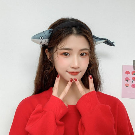 Salted Fish Headband Women Funny Salted Fish Hairband Makeup Headband Wash Face Halloween Hair For Halloween Costume Adults