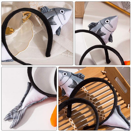 Salted Fish Headband Women Funny Salted Fish Hairband Makeup Headband Wash Face Halloween Hair For Halloween Costume Adults