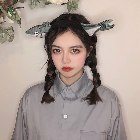 Salted Fish Headband Women Funny Salted Fish Hairband Makeup Headband Wash Face Halloween Hair For Halloween Costume Adults